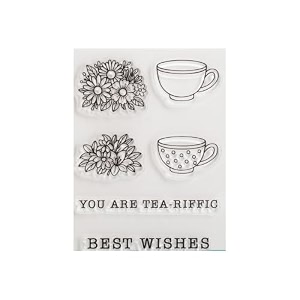 itsy bitsy tea-riffic wishes clear stamps set 3 x 4 inch 6pc for card making scrapbooking journaling diy craft handmade creative projects