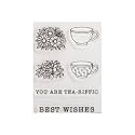Itsy Bitsy Tea-riffic Wishes Clear Stamps Set 3 x 4 Inch 6pc for Card Making Scrapbooking Journaling DIY Craft Handmade Creative Projects