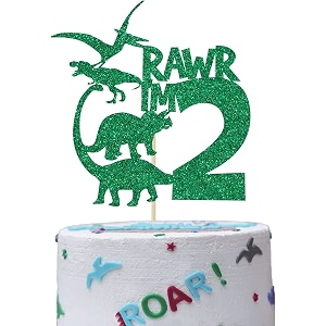 2 year rawr dinosar glitter cake topper dinosaur theme happy birthday cake decorations birthday party decorations kids party rawr 2