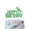 Glitter Cake Topper, Dinosaur Theme Happy Birthday Cake Decorations, Birthday Party Decorations Kids Party (Dino Happy Birthday)