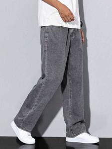 itup Loose Fit Men Grey Jeans