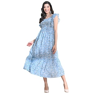 IUGA Georgette Jacquard Butti Square Neck Knee