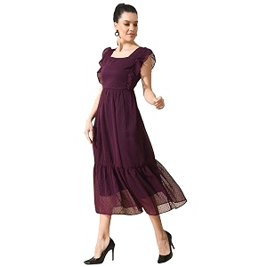 IUGA Georgette Jacquard Butti Square Neck Knee