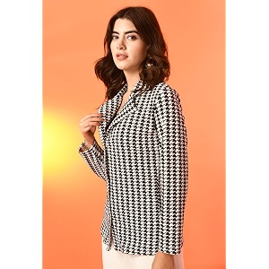 IUGA Women Longline Full Sleeve White Black