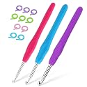 Iuuidu 3PCS Crochet Hooks, 3.0/4.0/5.0mm Ergonomic Handle Crochet Hooks