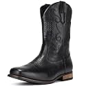 IUV Cowboy Boots For Men Western Boot Classic American Flag Embroidered Square Toe Mid-Calf Boots
