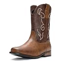 IUV Cowboy Boots For Men Western Boot Classic American Flag Embroidered Square Toe Mid-Calf Boots
