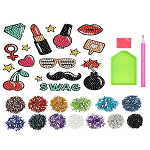 iva collection gem diamond painting 5d stickers mosaic charms stone rhinestone dots diy art and craft painting kit for kids children activity create stickers swag