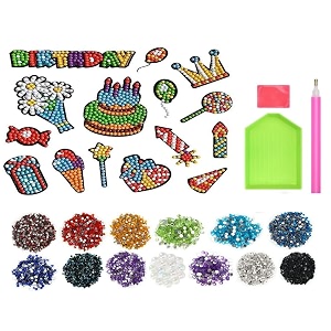 iva collection gem diamond painting 5d stickers mosaic charms stone rhinestone dots diy art and craft painting kit for kids children activity create stickers happy birthday