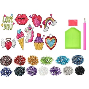 iva collection gem diamond painting 5d stickers mosaic charms stone rhinestone dots diy art and craft painting kit for kids children activity create stickers happy birthday