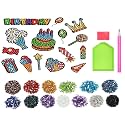IVA Collection Gem Diamond Painting 5D Stickers, Mosaic Charms Stone Rhinestone Dots DIY Art and Craft Painting Kit for Kids Children Activity Create Stickers (Happy Birthday)