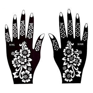 ivana39s heena mehandi tatto stencil set for  hand  body  fingure  face  heena art temporary tatto for kids girls amp women design - niv-32 black m