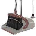 Ivandar Broom with Dustpan Combo Set, 50.6 inch Long Handle, Upright Standing Broom and Dustpan Set Quiet Cleaning Tool Sweep the Floor Dust pan Removes 4 Times More Pet Hair(Brown and Gray)