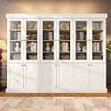 ivaniti 71" Tall Farmhouse Bookshelves with Glass Doors, Large Wooden Bookcase with Adjustable Shelves, Storage Cabinet for Living Room, Kitchen, Home Office, Dining Room, White, Set of 3