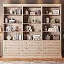 ivaniti 71" Tall Farmhouse Bookshelves, Large Bookcase with Adjustable Shelves, 3 Drawers Wooden Storage Cabinet for Living Room, Kitchen, Home Office, Dining Room, Brown 3 PCS