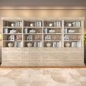 ivaniti 71" Tall Farmhouse Bookshelves, Large Bookcase with Adjustable Shelves, 3 Drawers Wooden Storage Cabinet for Living Room, Kitchen, Home Office, Dining Room, Brown 4 PCS