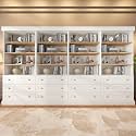 ivaniti 71" Tall Farmhouse Bookshelves, Large Bookcase with Adjustable Shelves, 3 Drawers Wooden Storage Cabinet for Living Room, Kitchen, Home Office, Dining Room, White 4 PCS
