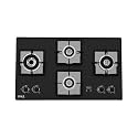 IVAS IgnisGlo 76cm Hob | 4 Burners | Auto-Ignition | Timer Control | Cast Iron Pan Support | 8mm Thick Toughened Glass | Hob/Cooktop Hybrid | Black