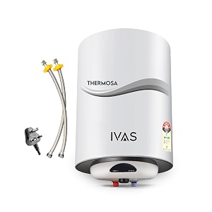 ivas thermosa 10 l storage water heater bee 5 star isi 2000 w heating element rust amp shock proof metal body 5 year warranty on ss tank indicator lights free installation amp connection pipes