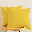 IVAZA Microfibre Soft &amp; Fulffy Filled Decorative Pillow/Throw Pillow Inserts,Sqaure Pillows Velvet Cushion Inserts Square Pillow,Cushion for Sofa, Car and DecorationSet of 2 (24" x 24") Gold