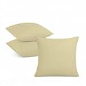 IVAZA Microfibre Soft &amp; Fulffy Filled Decorative Pillow/Throw Pillow Inserts,Sqaure Pillows Velvet Cushion Inserts Square Pillow,Cushion for Sofa, Car and DecorationSet of 3 (16" x 16") Beige