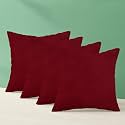 IVAZA Microfibre Soft &amp; Fulffy Filled Decorative Pillow/Throw Pillow Inserts,Sqaure Pillows Velvet Cushion Inserts Square Pillow,Cushion for Sofa, Car and DecorationSet of 4 (12" x 12") Wine
