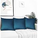IVAZA Microfibre Soft &amp; Fulffy Filled Decorative Pillow/Throw Pillow Inserts,Sqaure Pillows Velvet Cushion Inserts Square Pillow,Cushion for Sofa, Car and DecorationSet of 3 (24" x 24") Navy Blue