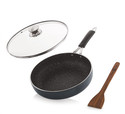 iVBOX Ruff & Tuff 4mm-Thick Non-Stick induction Bottom Frying Pot with Glass Lid Fry Pan 26 cm diameter with Lid 2 L capacity (Aluminium, Non-stick, Induction Bottom)