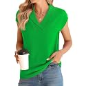 Ivicoer Sweater Vest Women V-Neck Knitted Pullover Short Cap Sleeve Collared Tops Dressy Casual 2025 Summer Fashion Trendy