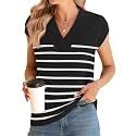 Ivicoer Sweater Vest Women V-Neck Knitted Pullover Short Cap Sleeve Collared Tops Dressy Casual 2025 Summer Fashion Trendy