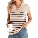 Ivicoer Sweater Vest Women V-Neck Knitted Pullover Short Cap Sleeve Collared Tops Dressy Casual 2025 Summer Fashion Trendy