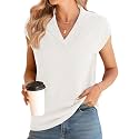 Ivicoer Sweater Vest Women V-Neck Knitted Pullover Short Cap Sleeve Collared Tops Dressy Casual 2025 Summer Fashion Trendy