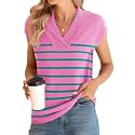 Ivicoer Sweater Vest Women V-Neck Knitted Pullover Short Cap Sleeve Collared Tops Dressy Casual 2025 Summer Fashion Trendy