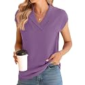 Ivicoer Sweater Vest Women V-Neck Knitted Pullover Short Cap Sleeve Collared Tops Dressy Casual 2025 Summer Fashion Trendy