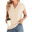 Ivicoer Sweater Vest Women V-Neck Knitted Pullover Short Cap Sleeve Collared Tops Dressy Casual 2025 Summer Fashion Trendy