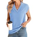 Ivicoer Sweater Vest Women V-Neck Knitted Pullover Short Cap Sleeve Collared Tops Dressy Casual 2025 Summer Fashion Trendy