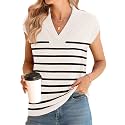 Ivicoer Sweater Vest Women V-Neck Knitted Pullover Short Cap Sleeve Collared Tops Dressy Casual 2025 Summer Fashion Trendy