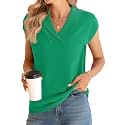 Ivicoer Sweater Vest Women V-Neck Knitted Pullover Short Cap Sleeve Collared Tops Dressy Casual 2025 Summer Fashion Trendy