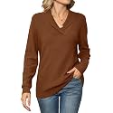 Ivicoer Women Long Sleeve V Neck Pullover Collar Knitted Sweaters