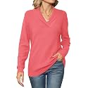 Ivicoer Women Long Sleeve V Neck Pullover Collar Knitted Sweaters