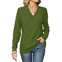 Ivicoer Women Long Sleeve V Neck Pullover Collar Knitted Sweaters