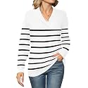 Ivicoer Women Long Sleeve V Neck Pullover Collar Knitted Sweaters