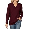 Ivicoer Women Long Sleeve V Neck Pullover Collar Knitted Sweaters