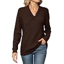 Ivicoer Women Long Sleeve V Neck Pullover Collar Knitted Sweaters