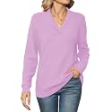Ivicoer Women Long Sleeve V Neck Pullover Collar Knitted Sweaters