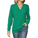Ivicoer Women Long Sleeve V Neck Pullover Collar Knitted Sweaters