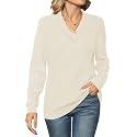 Ivicoer Women Long Sleeve V Neck Pullover Collar Knitted Sweaters