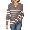 Ivicoer Women Long Sleeve V Neck Pullover Collar Knitted Sweaters