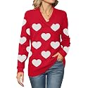 Ivicoer Women Long Sleeve V Neck Pullover Collar Knitted Sweaters