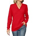 Ivicoer Women Long Sleeve V Neck Pullover Collar Knitted Sweaters
